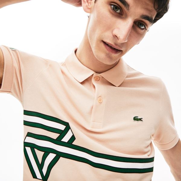 Lacoste Stripe Print Polo Shirt - Polo Pánské Světle Růžové | CZ-sorhYa